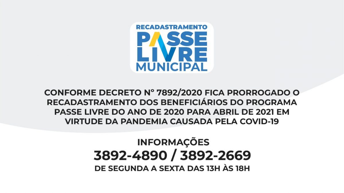 Prefeitura prorroga prazo para recadastramento do Passe Livre Municipal a pessoas com deficiência