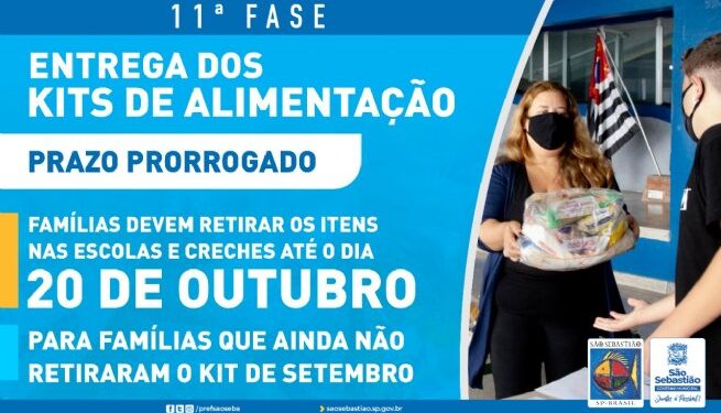 Prazo para retirada de kits de alimentação é prorrogado até 20 de outubro em São Sebastião