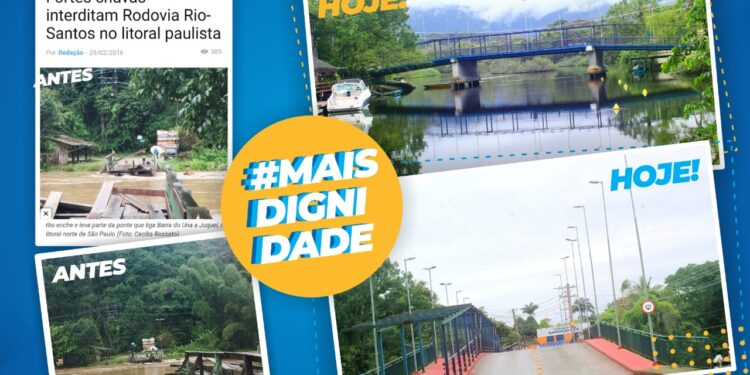 Ponte de concreto de Barra do Una, em São Sebastião, completa um ano