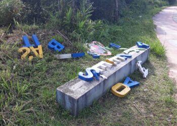 Ponto de Selfie na praia de Bora Bora, em São Sebastião, sofre ato de vandalismo
