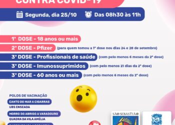 Vacinação contra Covid-19 acontece nesta segunda-feira (25)   
