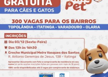 Prefeitura de São Sebastião oferece 300 vagas de castração gratuita para bairros Topolândia, Itatinga, Varadouro e Olaria