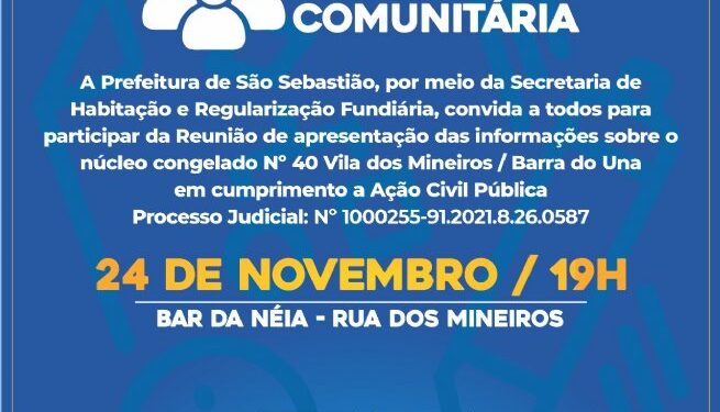 Prefeitura realiza reunião técnica comunitária na Vila dos Mineiros nesta quarta-feira (24)