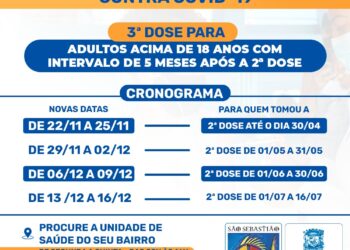 São Sebastião disponibiliza terceira dose para adultos acima de 18 anos que completaram a imunização há, pelo menos, cinco meses