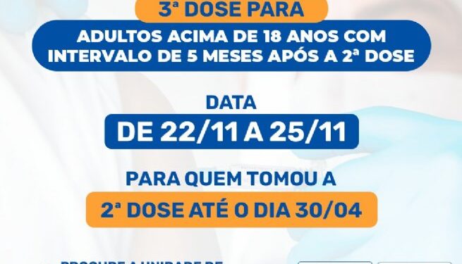 São Sebastião disponibiliza terceira dose para adultos acima de 18 anos que completaram a imunização há, pelo menos, cinco meses