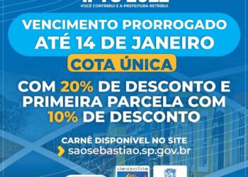 Parcela única do IPTU 2022 com desconto de 20% tem vencimento prorrogado para o dia (14)