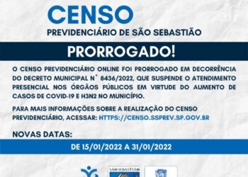 Censo previdenciário para atualizar dados de servidores municipais de São Sebastião é prorrogado até 31 de janeiro