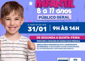 São Sebastião inicia nesta segunda-feira (31) a vacinação infantil contra Covid-19 em crianças entre 8 e 11 anos com ou sem comorbidades