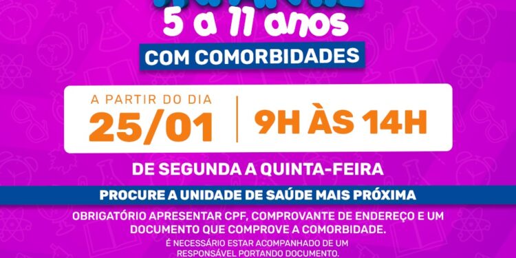 Vacinação infantil contra Covid-19 passa a ser feita nas unidades de saúde dos bairros de São Sebastião