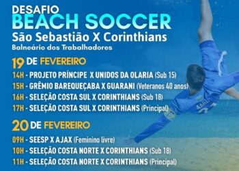 São Sebastião e Corinthians se enfrentam em desafios de beach soccer neste fim de semana
