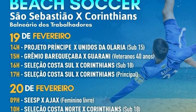 São Sebastião e Corinthians se enfrentam em desafios de beach soccer neste fim de semana