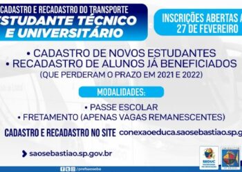 Prefeitura de São Sebastião segue com cadastro e recadastro de transporte para estudantes técnicos e universitários até domingo (27)