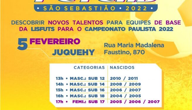 Começa neste sábado seletiva de futsal em São Sebastião