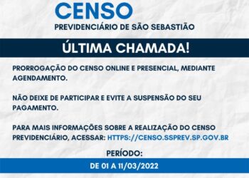 Censo previdenciário de São Sebastião vai até a próxima sexta-feira (11)