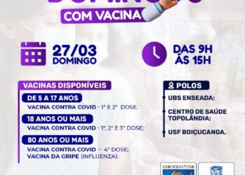 Domingou com Vacina terá imunização contra Covid-19 e início da vacinação contra Influenza para pessoas com 80 anos ou mais