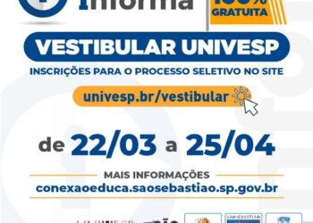 Em São Sebastião, inscrições para cursos de graduação gratuitos da Univesp abrem na próxima terça-feira (22)