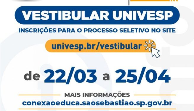Em São Sebastião, inscrições para cursos de graduação gratuitos da Univesp abrem na próxima terça-feira (22)