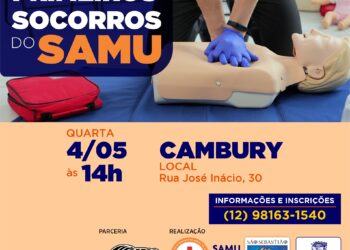 Curso de Primeiros Socorros do projeto SAMU Cidadão será ministrado em Cambury nesta quarta-feira (4)