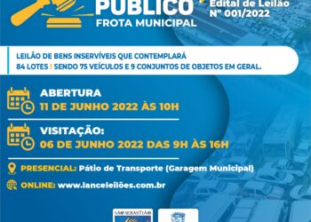 Prefeitura realizará leilão da frota municipal no dia 11 de junho