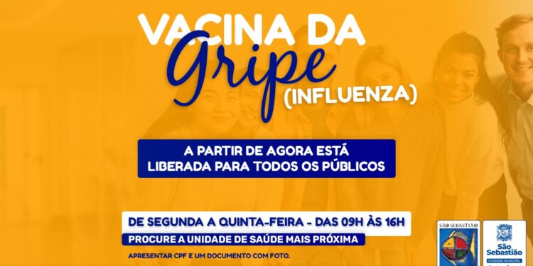 Campanha de vacinação contra a Influenza (gripe) está liberada para todos os públicos a partir de seis meses de idade