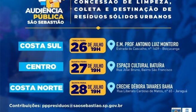 Prefeitura de São Sebastião realiza audiências públicas para apresentação do projeto de concessão de limpeza, coleta e destinação de resíduos sólidos urbanos
