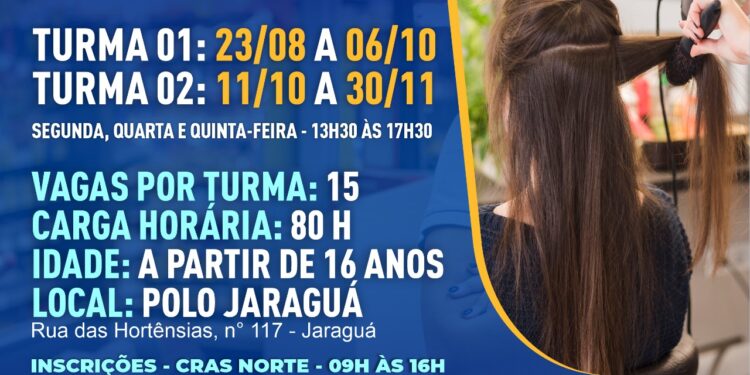 Prefeitura abre inscrições para o curso profissionalizante gratuito de ‘Auxiliar de Cabelereiro’