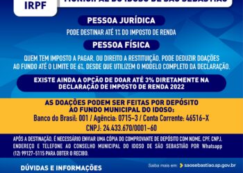 Sebastianenses podem contribuir para o Fundo Municipal do Idoso através do imposto de renda