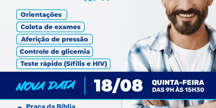 Ação de promoção à Saúde do Homem desta quinta-feira (18) será na Topolândia