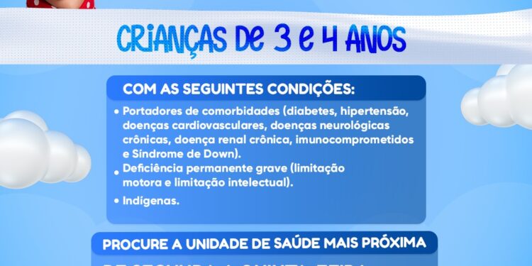 São Sebastião inicia vacinação contra a Covid-19 para crianças de 3 e 4 anos com comorbidades, deficiências e indígenas