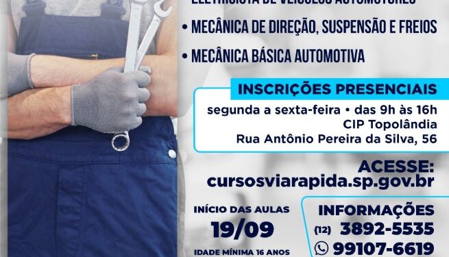Prefeitura abre inscrições para cursos gratuitos profissionalizantes em parceria com o Programa Via Rápida