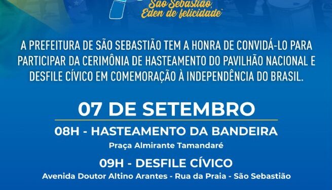 São Sebastião realiza amanhã (7) desfile cívico na Rua da Praia