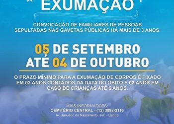 Campanha para famílias comparecerem ao cemitério para agendamento de exumação segue até o dia 04 de outubro