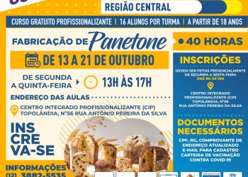 Prefeitura abre inscrições para cursos profissionalizantes gratuitos de ‘Fabricação de Panetone’ e ‘Produtos de Confeitaria’