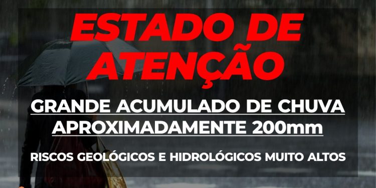 Prefeitura de São Sebastião alerta para acumulado de chuvas de até 200mm entre hoje (28) e sábado (1.º)