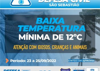 Prefeitura de São Sebastião alerta para queda de temperatura entre sexta-feira (23) e domingo (25)