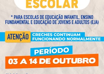 Escolas de São Sebastião entram em recesso na próxima segunda-feira