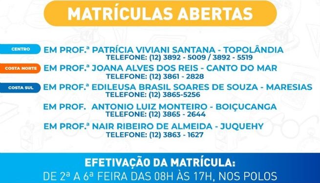 São Sebastião abre matrículas para Educação de Jovens e Adultos