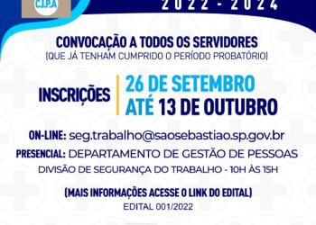 Últimos dias de inscrições para participar do processo eleitoral da Comissão Interna de Prevenção de Acidentes (CIPA) da Prefeitura