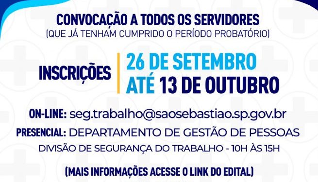 Últimos dias de inscrições para participar do processo eleitoral da Comissão Interna de Prevenção de Acidentes (CIPA) da Prefeitura