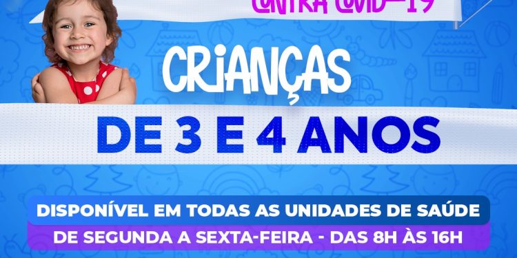 São Sebastião inicia vacinação contra a Covid-19 para todas as crianças de 3 e 4 anos