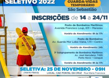 Prefeitura de São Sebastião abre processo seletivo para contratação de guarda-vidas temporários até 24 de novembro