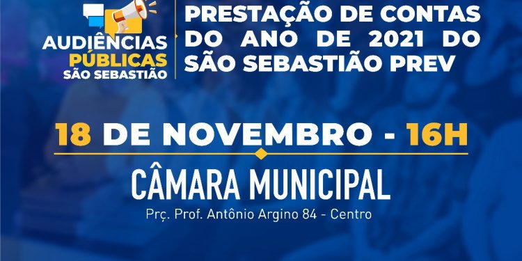 São Sebastião Prev realizará audiência pública de prestação de contas no dia 18 de novembro   