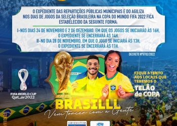Repartições públicas municipais terão horário de funcionamento diferenciado em dias de jogos do Brasil na Copa do Mundo