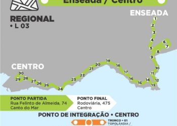 Linha Regional L03 é responsável pela mobilidade dos passageiros do Centro até o bairro da Enseada