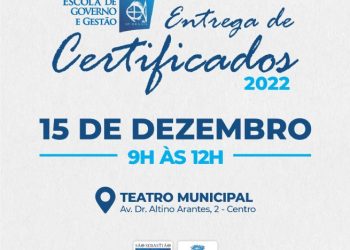 Prefeitura entrega certificados a alunos dos cursos realizados pela Escola de Governo e Gestão em 2022