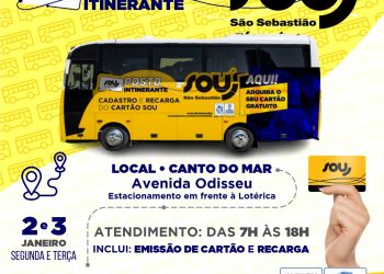 Posto itinerante para cadastro e recarga do cartão SOU estará na Costa Norte na próxima segunda (2) e terça-feira (3)