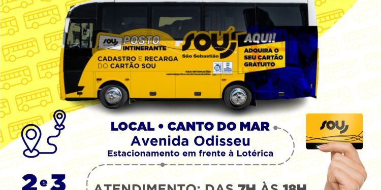Posto itinerante para cadastro e recarga do cartão SOU estará na Costa Norte na próxima segunda (2) e terça-feira (3)