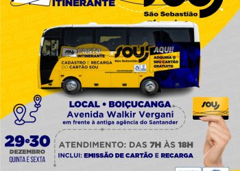 Posto itinerante para cadastro e recarga do cartão SOU estará hoje (28) e amanhã (30) em Boiçucanga   