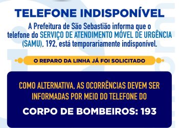 Telefone do SAMU está temporariamente indisponível