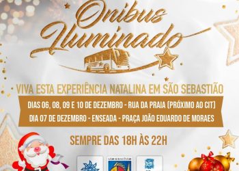 Ônibus Iluminado realizará trajetos pelo Centro Histórico e Costa Norte de São Sebastião